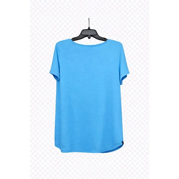 Ruby Rd Blue Short Sleeve Top Womens Size L Rayon Stretch Casual Blouse - Picture 3 of 5